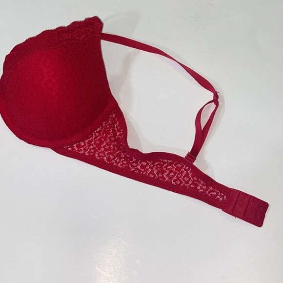 4/$30 Flirtitude Red Lace Trim Bra Intimates Size 36B - Picture 5 of 9